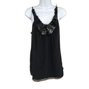 Vintage Studio M Camisole Women M Black Silk Sequin Whimsigoth Grunge Goth